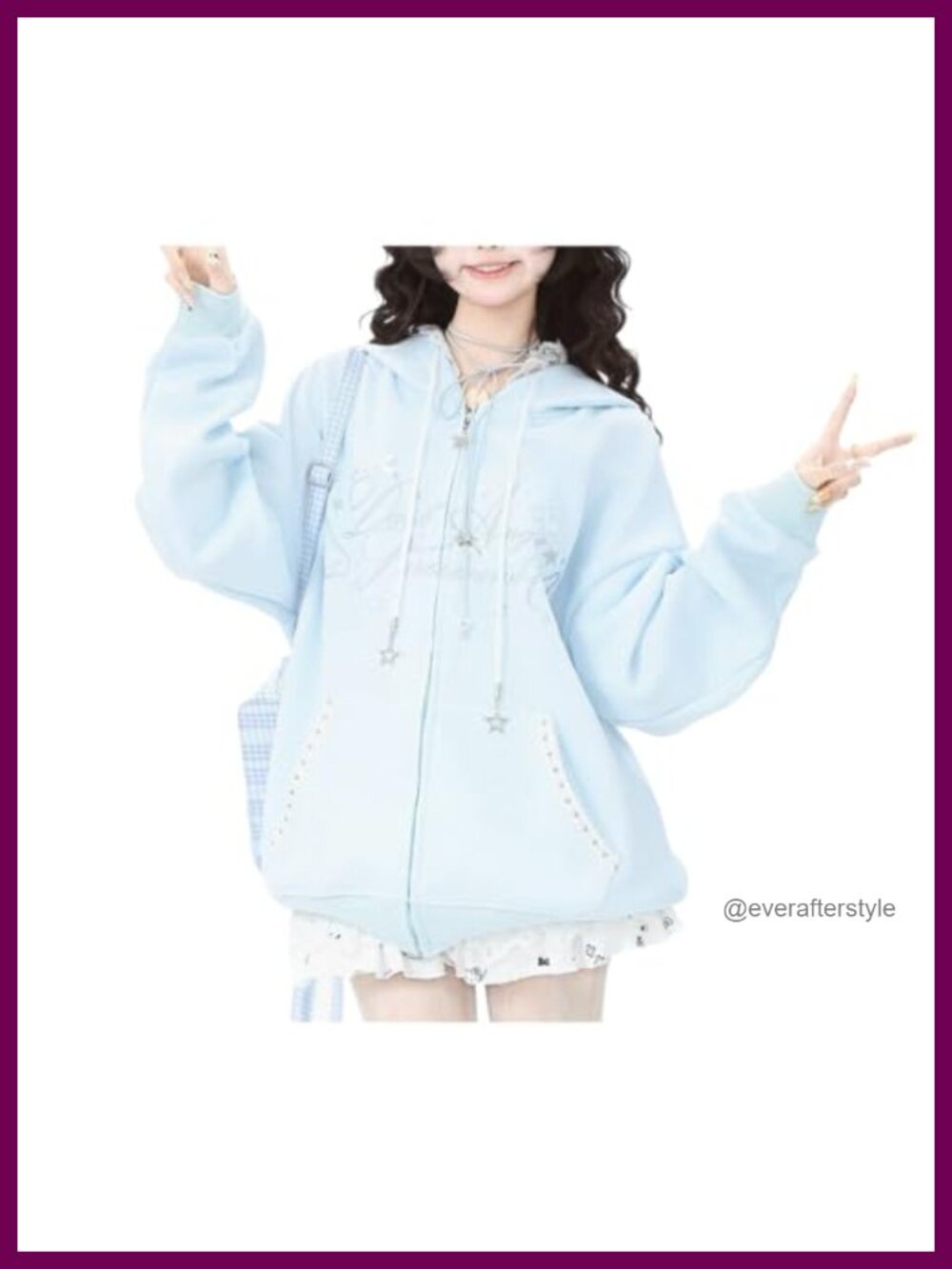 Kawaii Y2K Bow Lace Trim Zip Hoodie Oversized Sweatshirt